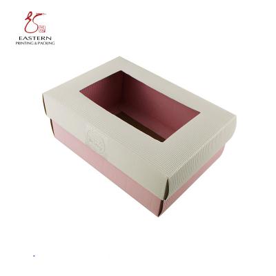 China Colorful Corrugated Baby Shoes Gift Box With Lid And Clear Window for sale