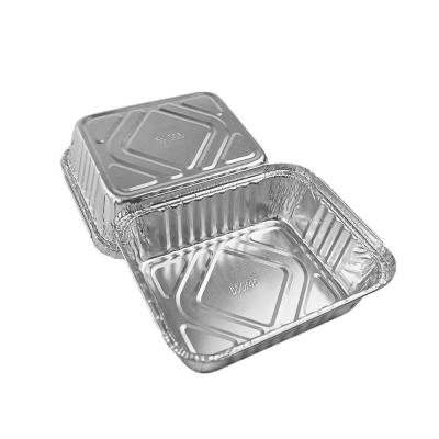 China OEM Aluminium Foil Food Container Tray 2.25lb 1000ml With Plastic Lid for sale