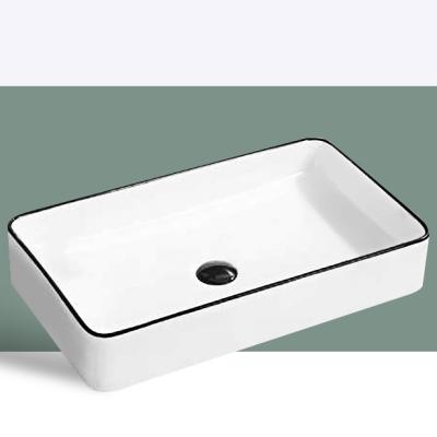 China Modern Nordic Style Black Color Rectangular Shape Bathroom Sink For Hotel for sale