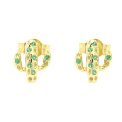 China 925 Silver Cute CACTUS Trendy Trendy Fashion Jewelry Stud Earrings For Women for sale