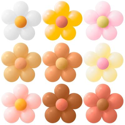 China Boho Daisy Flower Balloons DIY Kit Party Latex Balloon Set 18 Routine Hippie Balloons Garland Party Supplies Decor 10 inch Retro for sale