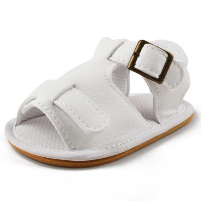 China Wholesale Cheap Flat White Lovely Children Content PU Sandals Leather Shoes For Baby for sale