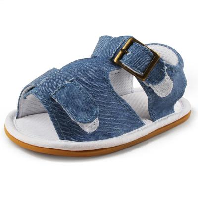 China Summer Children PU Leather Sandals Blue Baby Shoes Cheap Price Wholesale Good Content Flat Goods for sale