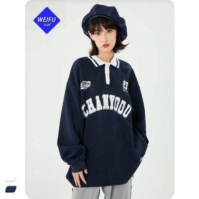China Anti-wrinkle WF| 2022 Trend Design Streetwear Drop Shoulder Unisex Long Sleeve Polo Print Oversized Sweatshirts for sale