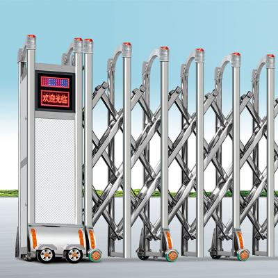 China Eco-friendly automatic retractable electric trackless telescopic gate factory main gate safety door for sale