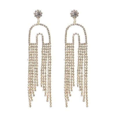 China FASHIONABLE Silver EardropSet of 925 Glitter Tassels Pierce Geometric Design U Shape Big Earrings Women for sale