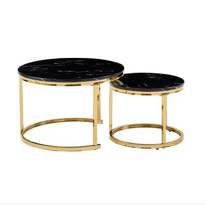 China Round Slate Top Custom Coffee Tables Stainless Steel Easy Clean for sale