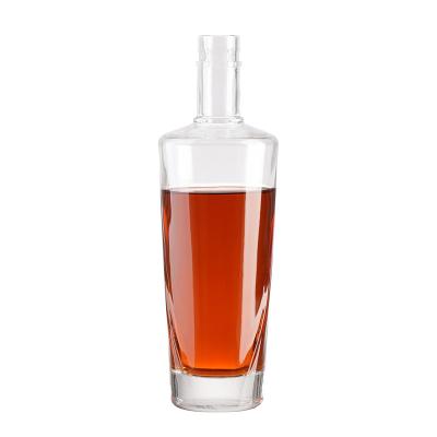 China Beverage Custom 500ml 700ml 750ml vodka whisky spirit glass bottle low moq gin glass liquor bottle with stopper for sale