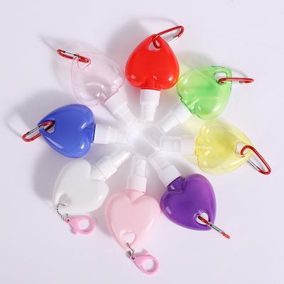 China 50ml Personal Care Bottle Perfume Hand Sanitizer Bottle Heart Shaped Chain Head Plastic Spray Bottle for sale