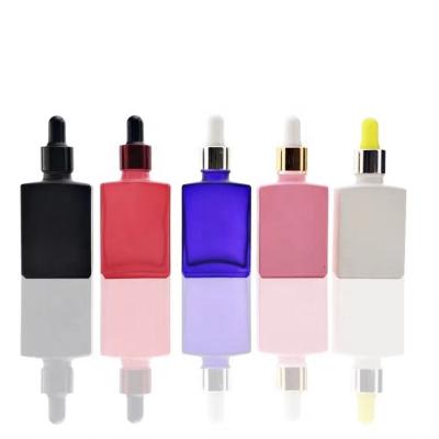 China High Quality15ml 30ml 50ml 100ml Square Rectangle Cosmetic Hot Selling Flat Glass DropperGlass Perfume Bottles With Essentioal Oil for sale