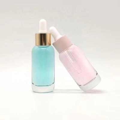 China 30g Thick Based Cosmetic 1oz Gradient Packaging Serum Green Refined Oil Bottles Empty Glass Dropper Bottle for sale
