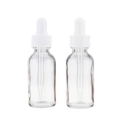 China Boston Cosmetic Clear Glass Bottle Dropper Bottle Wholesale 30ml 60ml 120ml European Edition Bottle for sale