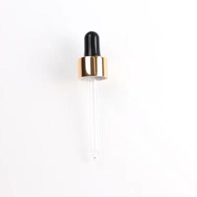 China Non Spill Wholesale Bright Gold Anodized Aluminum Rubber Head 18-410 Essential Oil Bottle Dropper Bright Silver Glass Cap for sale