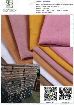 China BBTS super SUDAN high Twisted METALLIC spun polyester voile fabric for muslim usage white bluishwhite dyeing printing en venta