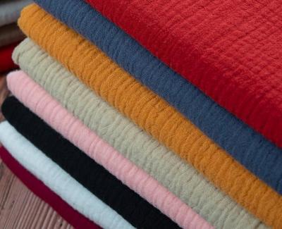 China 100% cotton crepe wrinkle fabric plain dyed high quality for sale