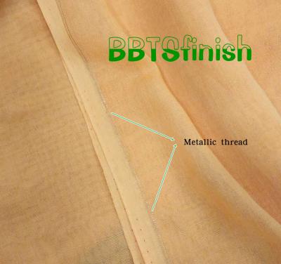 China Metallic Silver Golden selvedge 100% spun polyester high twisted full voile for sale