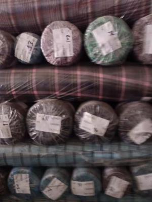China 100% Cotton with golden and silver thread check design shirts' fabric stock for grade AAA quality for sale