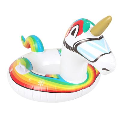 China 0.35-0.5 mm Cold-resistant PVC BSCI factory Cold resistant material Kids and adults in Winter outdoor game Inflatable Unicorn Snow Tube for sale