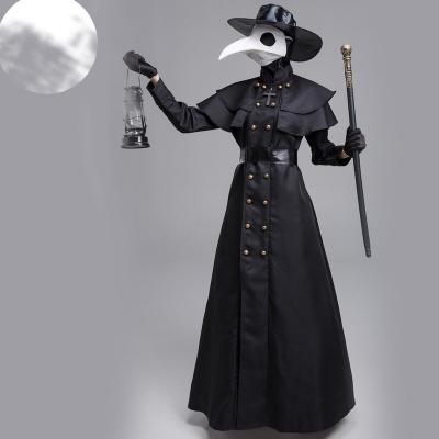 China Polyester Halloween Costume For Adult Medieval Steampunk Style Plague Doctor Costume Crow Beak Bird Costume for sale