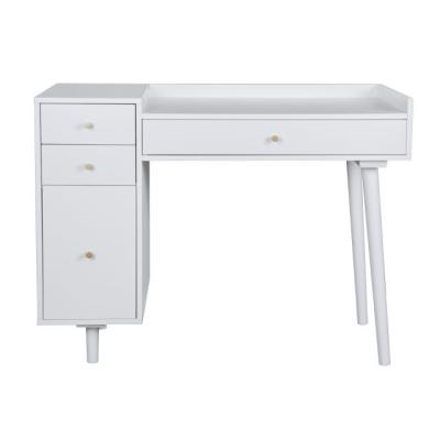 China Nature Makeup Vanity with Drawers, Mid-Century Dressing Table White Wood Desk for sale