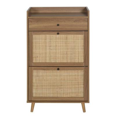 China Natural Shoe Cabinet Storage Shelves Cabinet MDF wood modern shoe rack organizer storage cabinet for living room for sale