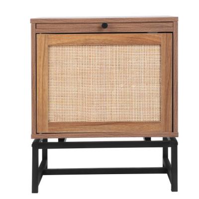 China Natural Set of 2, Natural Rattan door nightstand, storage End Table, Accent Bedside Table for Bedroom, Living Room for sale