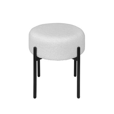 China Natural Round Ottoman Footstool White Faux Shearling, Vanity Stool for Dressing Room, Bedroom for sale