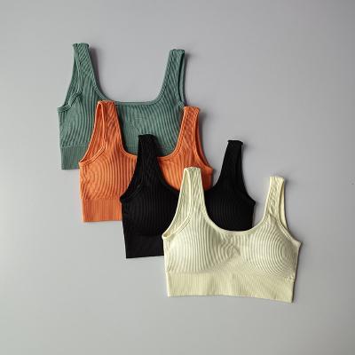 China WUAI 2021 Popular Women's Best Logo Breathable Soft Fitness Sports Bra Yoga Shockproof Vest With Removable Breast Pad for sale