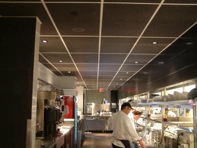 China Restoran Plafondtegel RAL Grijze houtwol cement akoestische baffels geluiddichtingsbord Te koop