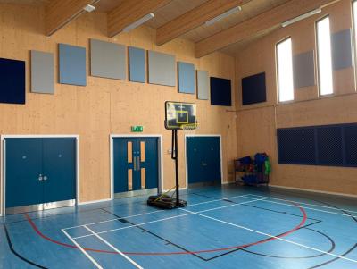 China Sport Hall Fabric Wrapped Acoustic Panels Insulation Sound Absorbing Wall Fiberglass Board for sale