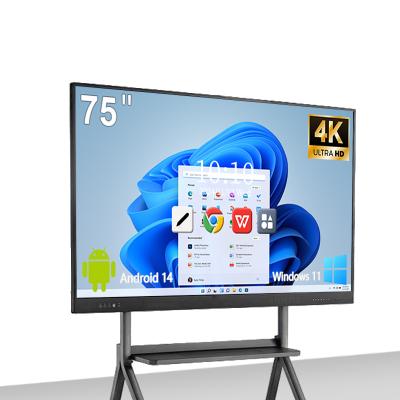 China Qtenboard 65 75 86 4k Interactive Smart Board 4gb Ram 32gb Rom Android 11 Electronic Whiteboard for sale