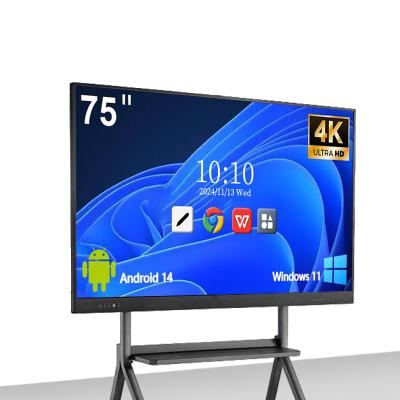 China Qtenboard ODM 4K A+ Original Touch Screen Android OPS 65 75 Inch Interactive Smart Board for sale