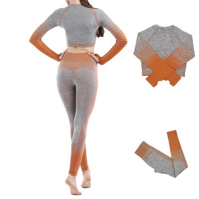 China Breathable Yoga Set Long Sleeve Fitness Culture Top Gym Clothing Custom Logo Drop Workout Sets Seamless Yoga Set for sale