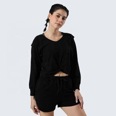 China Breathable Workout Set 2 Piece Womens Womens Clothing Active Gym Wear Fitness Workout Shorts Long Sleeve Hoodies Yoga Set Gym Clothing socket for sale