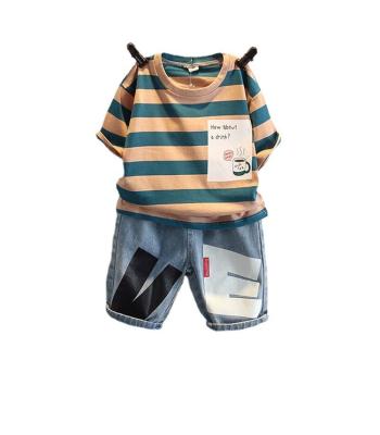 China Anti-Shrink Boys' Summer Short-sleeved Suit 2023 New Stylish Boys' Baby Clothes Trendy Children's Fashionable Handsome Two-piece Suit for sale
