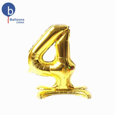 China Party Decoration 32 Inch Self Stand Golden Number Balloons Foil Balloon Figure Wedding Birthday Party Decoration Baby Shower Party Supplies for sale