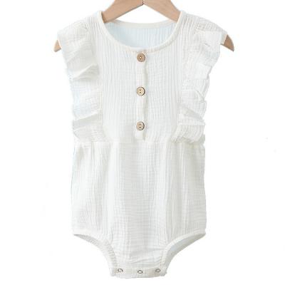 China Substantial Eco-friendly Washable Breathable Wholesale Summer Newborn Baby Clothes Cotton Sleeveless Rompers One Piece Baby Girl Clothes Romper for sale