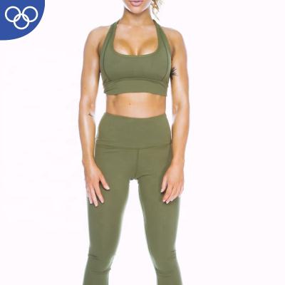 China Antibacterial High Quality Customized Empty Sports Wear Active Gym Bra Leggings Women Yoga Set for sale