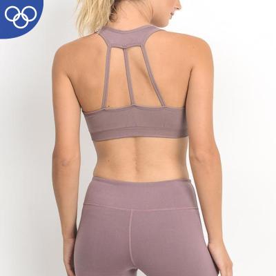 China Private Label Antibacterial Personal Strappy Ladies Sports Tops Comfortable Design Yoga Bra Set for sale