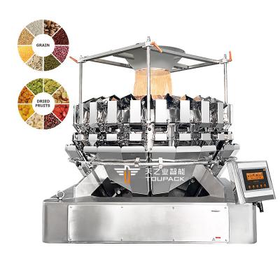 Chine Pesoir à plusieurs têtes Noix de nourriture Fruits secs Chocolat haricots Poulet bonbons Biscuits Banane Chips Fermeture éclair Poche Emballage machine à vendre