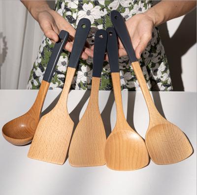 China O utensílio de madeira da cozinha da teca feita sob encomenda ajustou o produto comestível da ferramenta do Kitchenware à venda