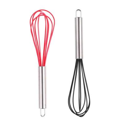 China A linha manual silicone de aço inoxidável grosso da polegada 5 do batedor de ovos 10 do punho bate ferramentas de cozimento por atacado à venda