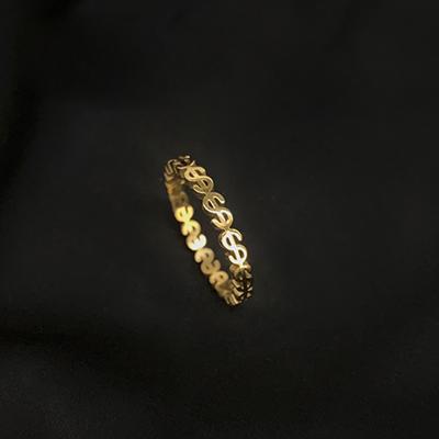 China High Quallity 2023 dollar sign hip hop stainless steel 18K gold fashion ring for ladies for sale