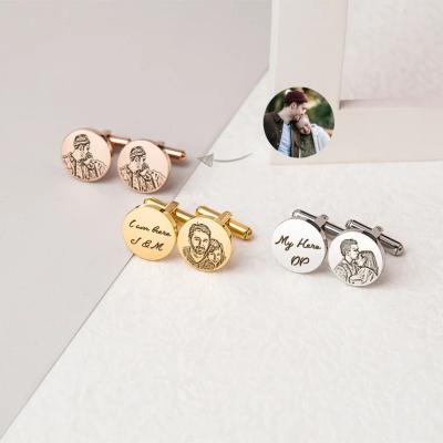 China Fashionable Cufflink custom logo metal cheap stainless steel men's cufflink gift set luxury for wedding from original factory for sale
