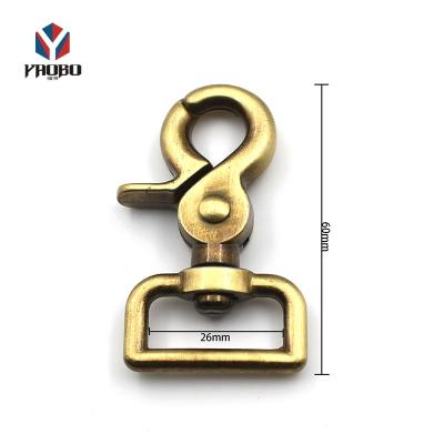 China good quality & Reasonable Price Wholesale Accessories Swivel Metal Snap Hook Buckle Leather Bags 60mm Solid Brass Swivel Dog Leash Snap Hook for sale
