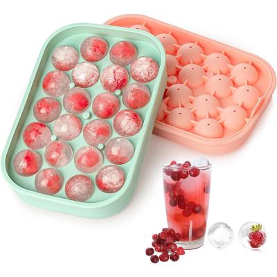 China Ice Cube Tray 2 Pack Flexible Silicone 22 Ice Balls Maker With Lid BPA Free for sale