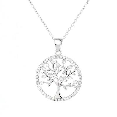 China Europe Trendy Popular Jewelry 925 Sterling Silver Round Tree Of Life Pendant Necklace For Women for sale