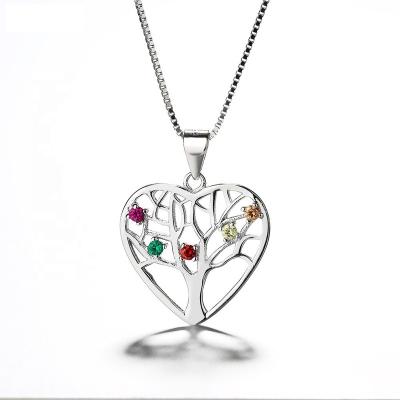 China FASHIONABLE Fine Heart Stone Heart Jewelry 925 Sterling Silver Color CZ Pendant Necklace for sale