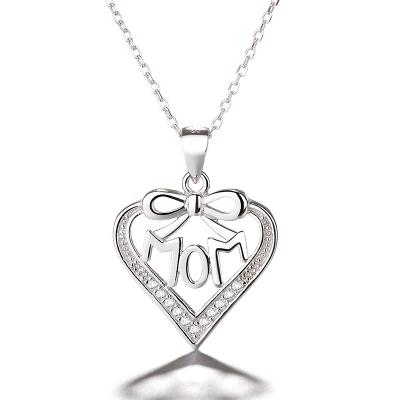 China FASHIONABLE Sterling Silver Zircon Heart Mom Fine Necklace from 925 Jewelry for Mother's Day for sale
