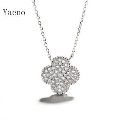 China Wholesale FASHIONABLE Jewelry 925 Sterling Silver Full CZ Clover Fine Necklace for sale